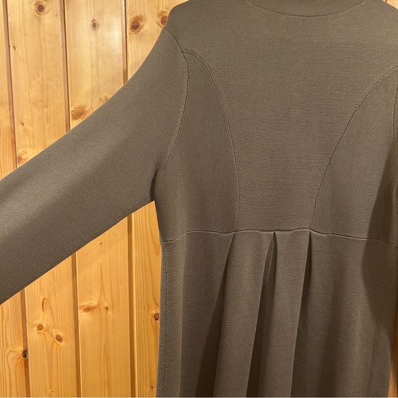 Eileen Fisher Silk Cotton Interlock Snap Long Cardigan Jacket Olive Green Size L - Picture 3 of 8
